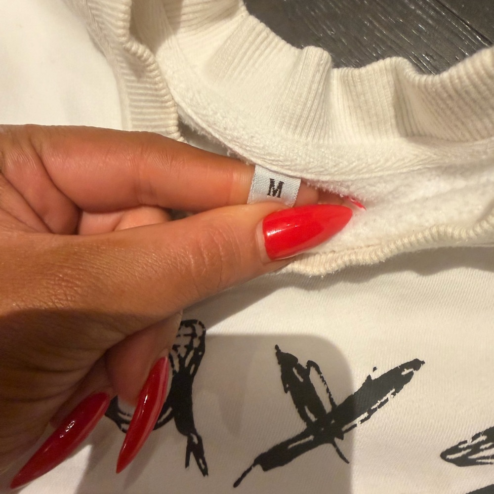 Prays Studios White Crewneck Sweatshirt Black Logo Size M unisex - Picture 6 of 9